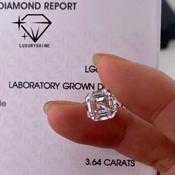 LuxuryShine VVS-VS 0.1-10CT Asscher Shape Lab Grown Diamond  D-F Color white diamond With IGI Certificate 3EX Cut Stones