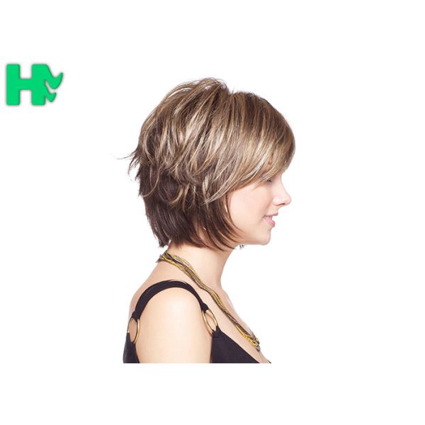Soft Straight Short Synthetic Hair Wigs Natural Hair Line For White Women