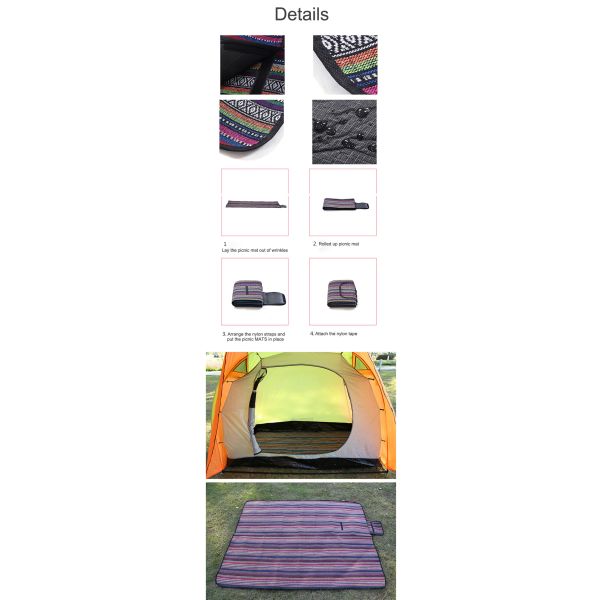 Outdoor Camping Style Waterproof Polyester Foldable Picnic Blanket for Custom Design