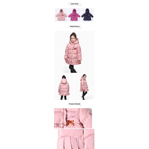 Hooded Clothes Kids 3T 4T Pink Down Warmest Winter Youth Cute Little Girls Designer Winter Coats