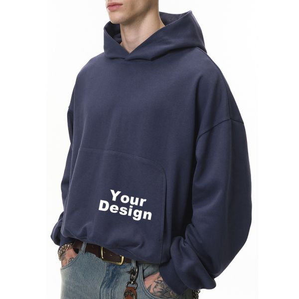 Boxy Cropped Hoodie, 380G Loose Fit Men’s Long Sleeve Hooded Sweatshirt with Pockets | OEM & ODM Supported, Custom Logo, Fabric & Color Available