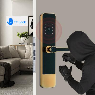 Anti Peep Smart Fingerprint Door Lock Aluminium Alloy Touch Screen Front Door Lock