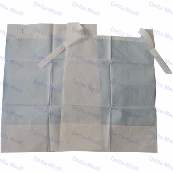 Blue White Disposable Patient Dental Bib With Tie Pocket