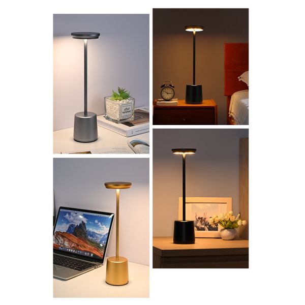 Gold Silver Black Aluminium LED Cordless Restaurant Table Lamp with 180LM Luminous Flux