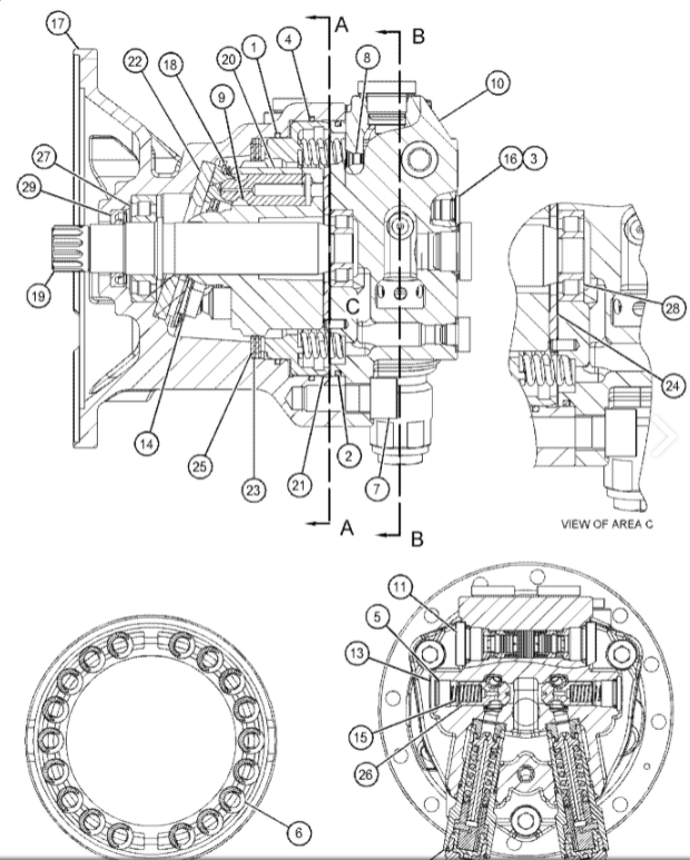 Excavator swing  motor assy E312D2L M5X80 422-9182 hydraulic motor