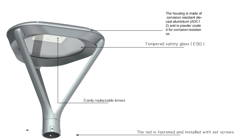 Темно-бронзовая садовая подсветка CCT 4000K 30-100W городская лампа водонепроницаемая IP65 для ландшафтного освещения в основном используется в парках и садах