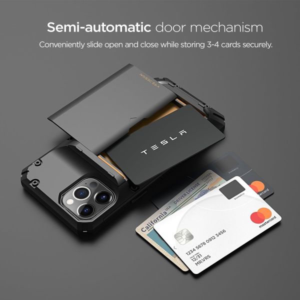For iPhone 12 Pro Max with [4 cards]Premium solid credit card slot wallet for iPhone 12 Pro Max 6.7-inch