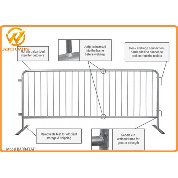Hot Dip Galvanized metal Crowd Control Barrier , temporary barricade to party and event rental