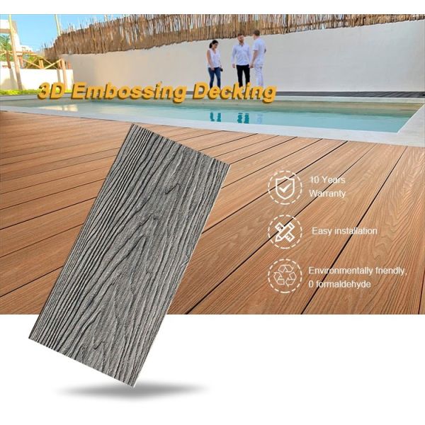 Engineered Outdoor Decorative 3d Embossing Wpc Decking Wood Plastic Composite Flooring