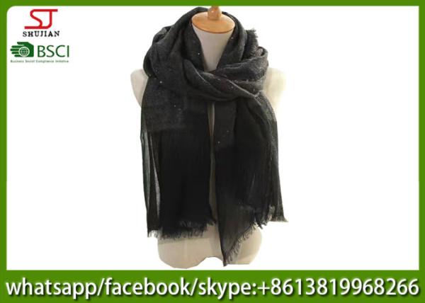 Chinese supplier lightweight sequins spring summer thin tassel scarf  100*200cm 160g wool shawl keep fashion