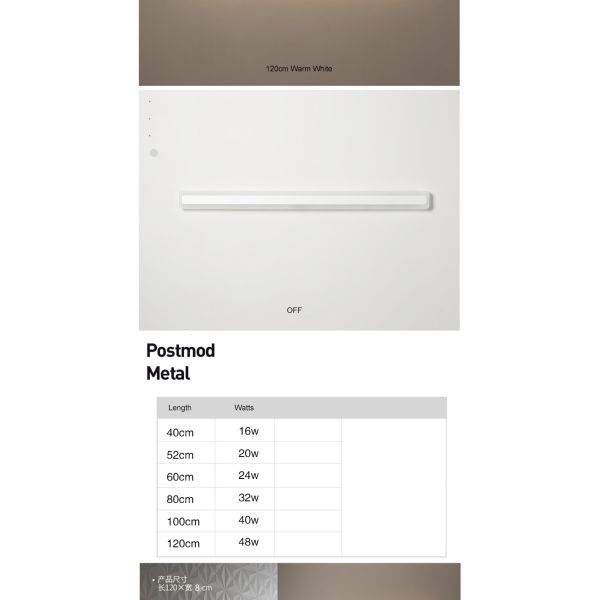 New LED Wall Mirror Light 40-120cm 16-48W AC110-240V Waterproof Modern Cosmetic Acrylic Wall Lamp(WH-MR-15)