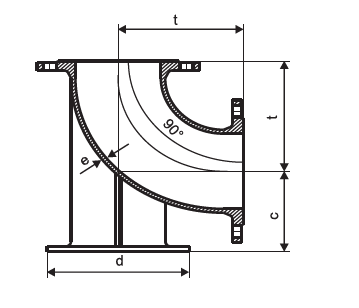 Water Supply Ductile Iron Elbow Double Flange 90 Degree Duck Foot Bend