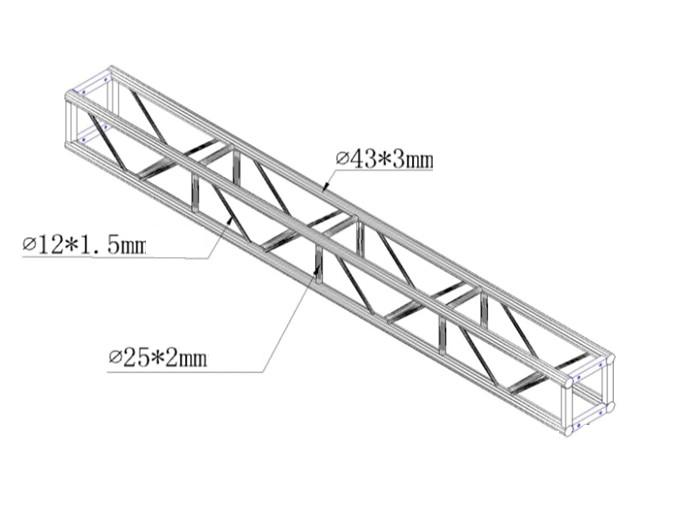 Нагрузка черного красного болта облегченная 43×3 mm ферменной конструкции серебра 250mm алюминиевого квадратного высокая