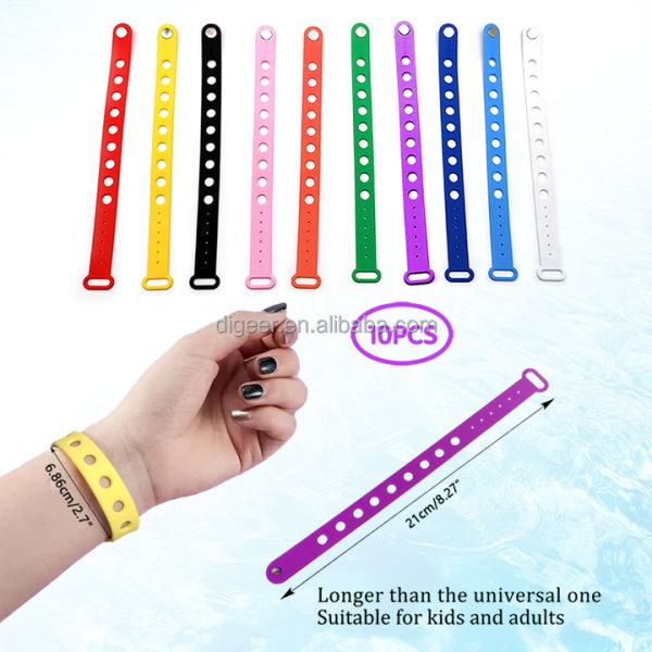 Customized Multi Color Silicone Wristband For Kids With Holes For Charms By Moulding