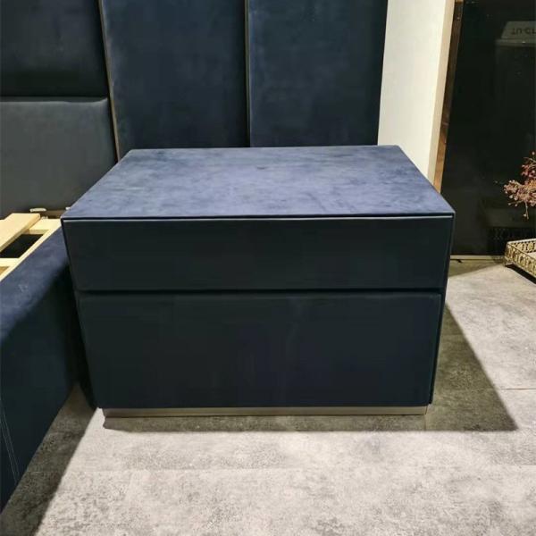 Bedroom Bedside Table With 2 Drawers Solid Wood Frame Luxury Modern Furnitures 600mm