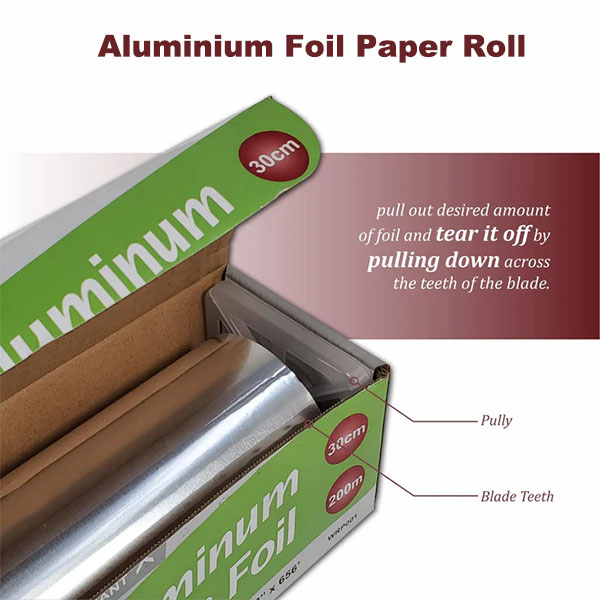 Papel de papel de aluminio rollo 8011 11 12 13 15 Micrón 30 cm No adhesivo Uso de cocina Papel de papel de aluminio