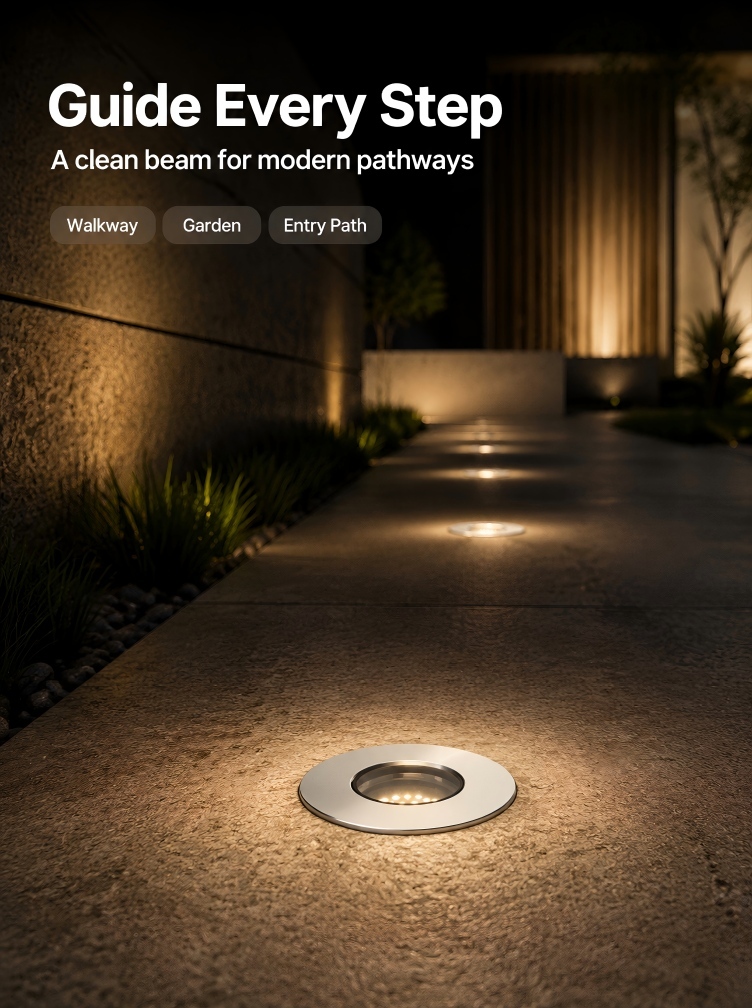 MA42 3W Architectural LED Recessed In Ground Uplight IP68 Waterproof Impact Resistant