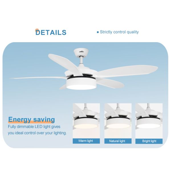 1stshine LED Ventilador de teto com comando remoto e 5 velocidades Voltagem de entrada V 110-240V-50-60Hz DC