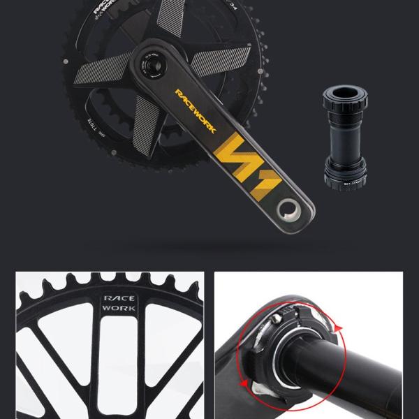 China por atacado Crankset de bicicleta de estrada de cascalho de carbono leve 170/172.5mm eixo 40/42/44T Chainring.