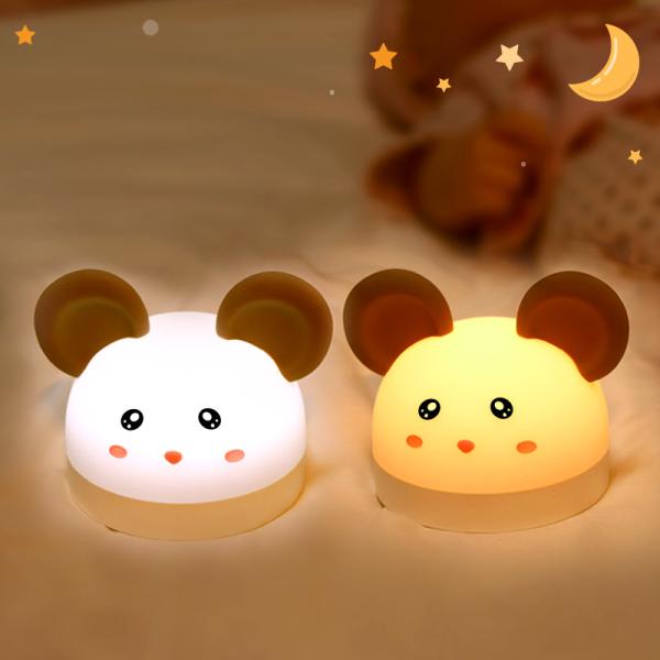 Super Cute Mouse Animal 7 Colors Light Changing Squish Silicone Soft Mouse Alarm Clock Night Light