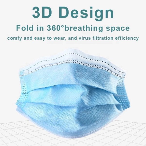 Blue Color 3 Ply Disposable Face Mask , Skin Friendly Dust Protection Mask