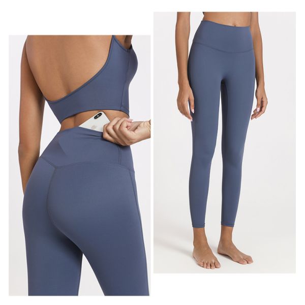 Quick Drying 2 Piece Yoga Outfit Moisture Wicking Nude Women'S Yoga Clothing Set