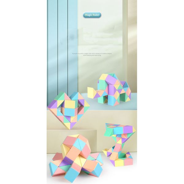 Customized ABS Macaron Magic Ruler Folding Puzzle Toys for Children's Development