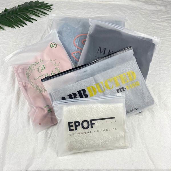 Customized White Matte Frosted Peva Zipper Slider Plastic Bags Waterproof With Your Logo For Clothing Hoodies Packaging