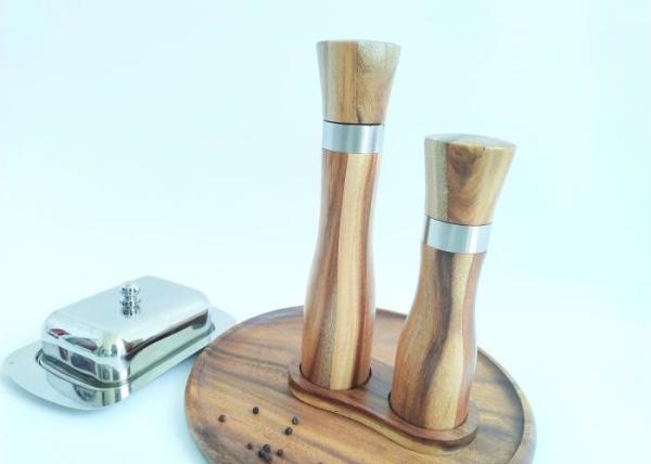 Adjustable Wooden Salt And Pepper Grinders Size  5.5cm X 25cm