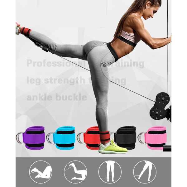 Gym Fitness Adjustable Protective Wrist Ankle Straps With D Ring