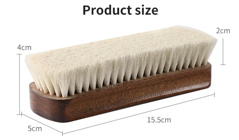 Cepillo de zapatos de haya premium de madera maciza de lana para pulir y abrillantar, cuidado de zapatos de cuero, cepillo multifuncional