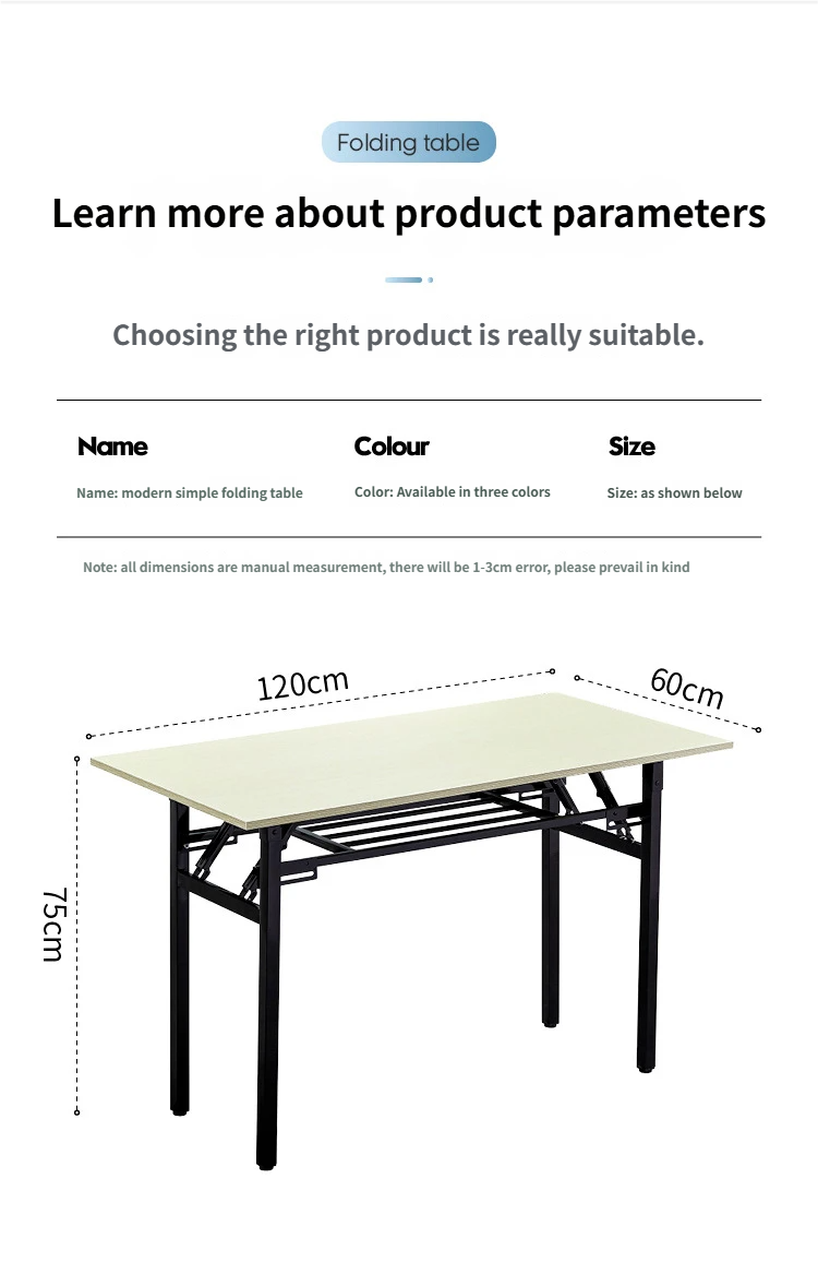 Modern Double Layer Foldable Lightweight Waterproof Outdoor Metal Table Rectangular Office Meeting Study Computer Training Desk
