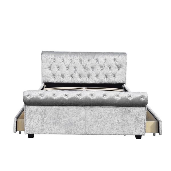 Upholstered Tufted Storage Bed Queen Size European Bedroom Customized