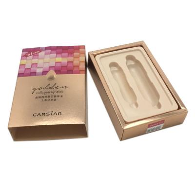 Caixas da caixa de dobradura dos batons que empacotam o papel dourado metálico impresso