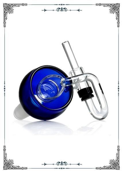 14MM Male Joint Blue Glass Honey Bucket Brosilicate Glass Bong Bowls With Carb Cap