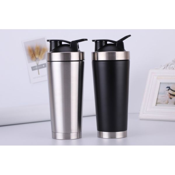 Upgraded Shaker Bottle For Protein Mixes 27oz With Storage For Powder Stainless Steel Shaker Bottle With Wire Whisk BPA Free Leak Proof