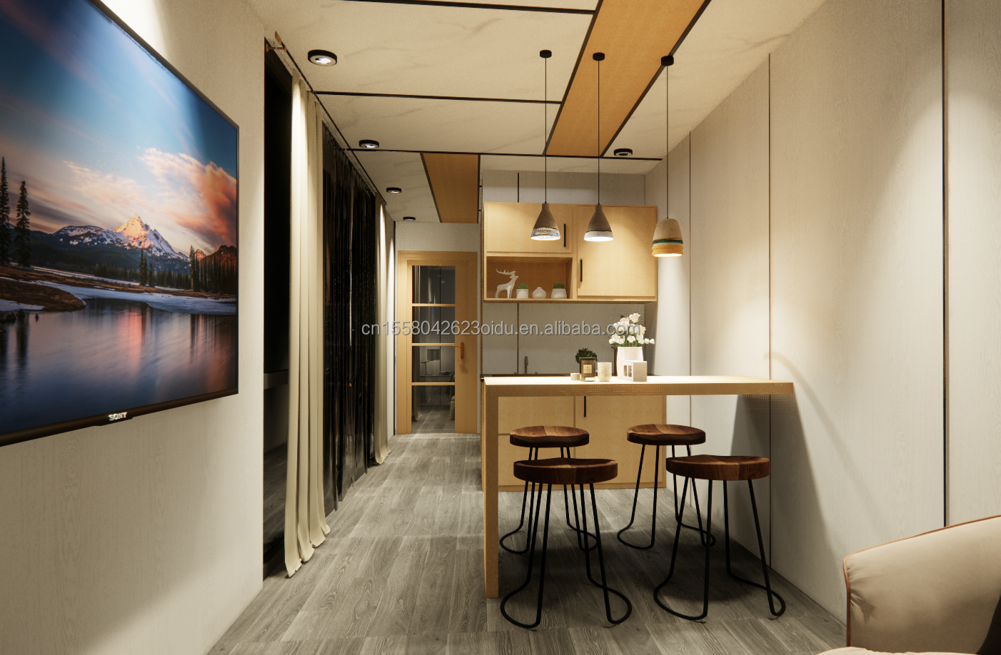 Hôtel 20 pieds Mini panneau de sandwich amovible en acier préfabriqué Pack plat préfabriqué Petit kit de maison de jardin modulaire