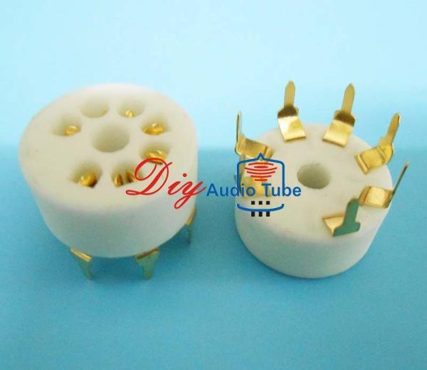 PCB Mount 7 Pin Tube Socket , Loctal Tube Sockets For 6Z4 / EC92 / EAA91
