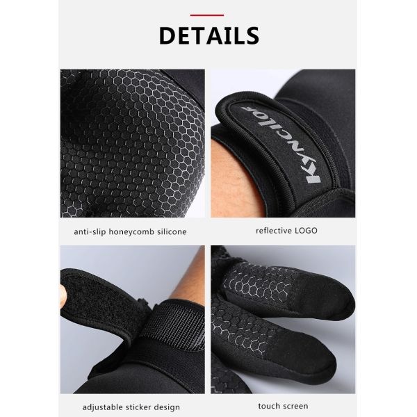 Black Cycling Gloves for Men and Women Full Finger Touch Screen Outdoor Sports Gloves