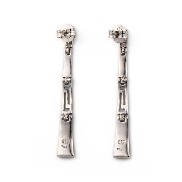 With Sterling Blue Opal Dangle Earrings with Greek Key Unique vintage design Earrings For Women
