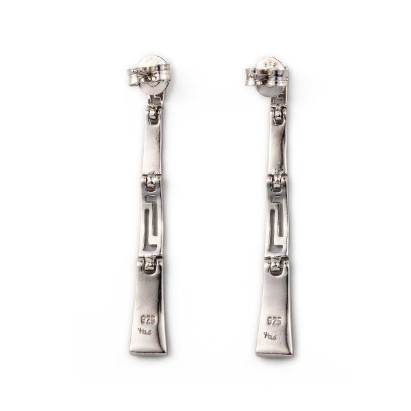 Bijoux bleus argentés sinueux d'Opal Dangle Earrings High Quality du feu de rétro clé grecque pour des femmes