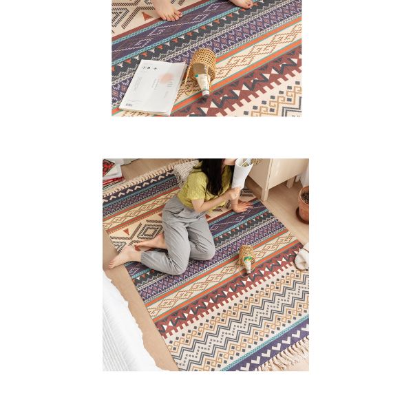 Y-Z Simple Linen Tassel Woven Cotton Mat Nordic Boho Style Turkish Living Room Home Floor Carpets and Rugs