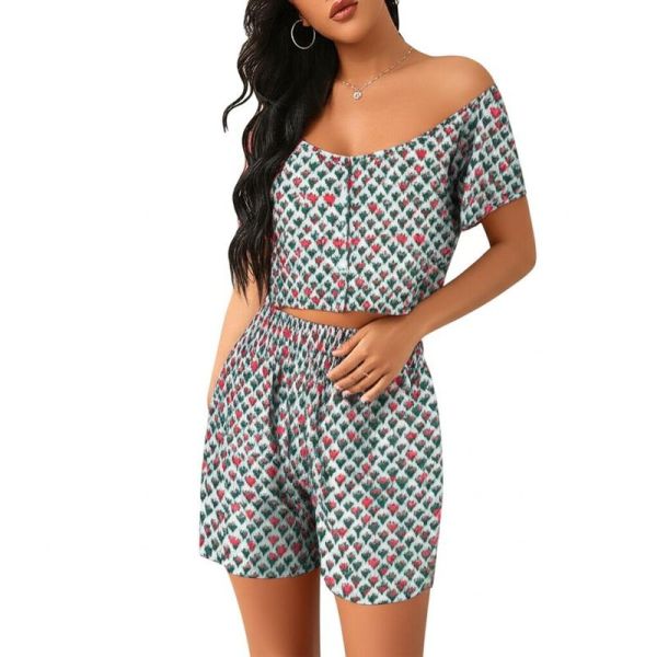 Short Comfortable Women Two Piece Outfits  Love Themed  2 Piece Summer Outfits