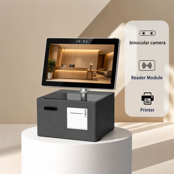 15.6 Desktop Hotel Self Service Check in Kiosk Countertop Smart Reception Terminal Touch Screen Media Player OEM