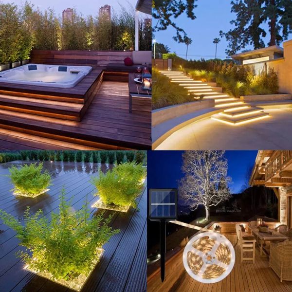 Света прокладки IP65 RGB 5050 на открытом воздухе гибкие солнечные приведенные в действие для домашнего двора свадьбы