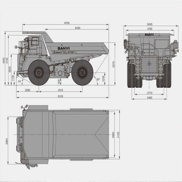 SRT55D Mine Dump Truck 480kW 35m3 With Load Capacity 55t