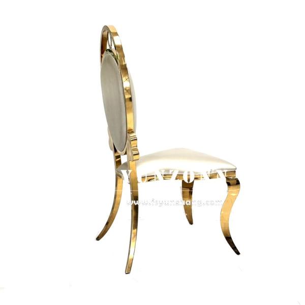 Golden Stainless Steel Event Party Chair White Leather Cheap Banquet Hall Chair