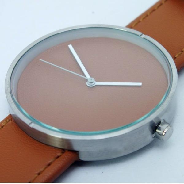 Fashion design and color watch Stainless steel case with geniune leather strap watch