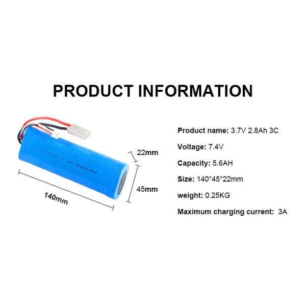 Перезаряжаемая 18650 литий-ионная батарея 7.4v 5600mah Литий-ионная батарея для электрики