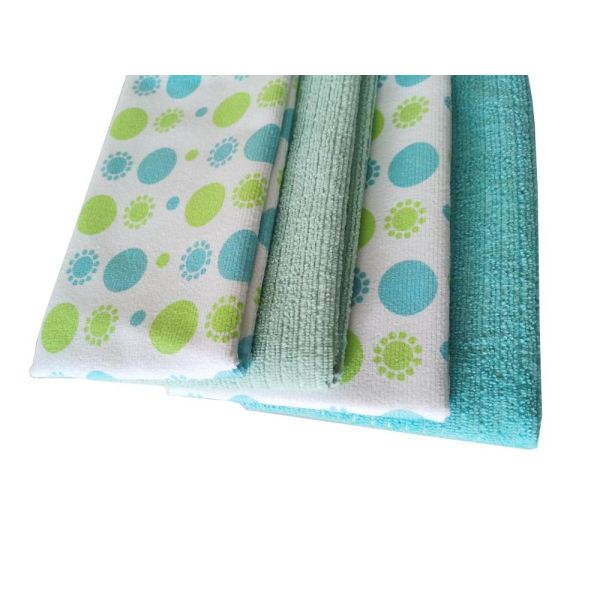 Kitchen Tea Towel Dish Cloths Microfiber Printed Plain Solid Color